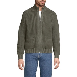 Lands’ End Men’s Long Sleeve Drifter Full Zip Cardigan Sweater(Forest Moss)