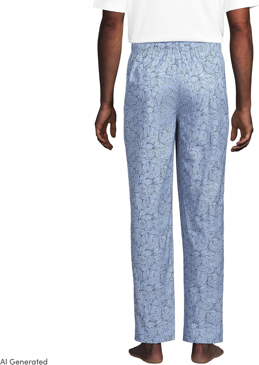 image:imageLands End Mens Poplin Pajama PantsTossed ShellsCloudy Blue