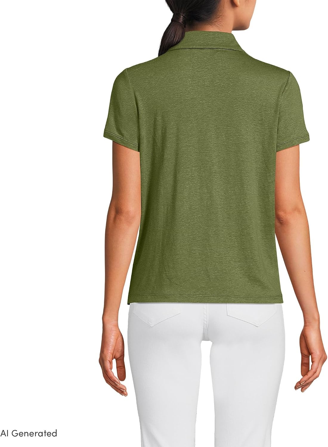 image:imageWomens Linen Blend Short Sleeve Button Front Polo TopArtichoke
