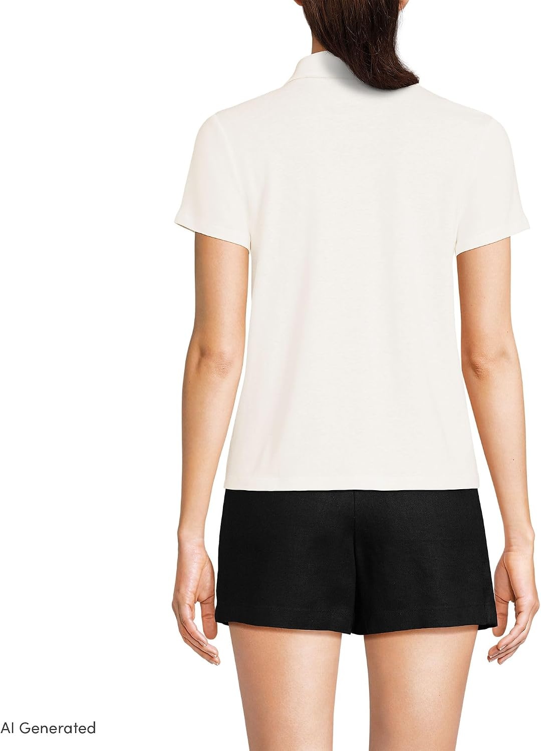 image:imageWomens Linen Blend Short Sleeve Button Front Polo TopIvory