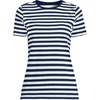 Lands’ End Women’s Supima Crew Neck T-Shirt | American-Grown Supima Cotton, Relaxed Fit, Tagless, Mid-Hip Length, Layering, Petite and Plus Sizes(Deep Sea Navy Even Stripe)