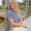 Lands’ End Women’s Supima Crew Neck T-Shirt | American-Grown Supima Cotton, Relaxed Fit, Tagless, Mid-Hip Length, Layering, Petite and Plus Sizes(Deep Sea Navy Even Stripe)