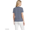 Lands’ End Women’s Supima Crew Neck T-Shirt | American-Grown Supima Cotton, Relaxed Fit, Tagless, Mid-Hip Length, Layering, Petite and Plus Sizes(Deep Sea/Blue Multi Stripe)