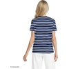 Lands’ End Women’s Supima Crew Neck T-Shirt | American-Grown Supima Cotton, Relaxed Fit, Tagless, Mid-Hip Length, Layering, Petite and Plus Sizes(Deep Sea/Ivory Breton Stripe)