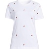 Lands’ End Women’s Supima Crew Neck T-Shirt | American-Grown Supima Cotton, Relaxed Fit, Tagless, Mid-Hip Length, Layering, Petite and Plus Sizes(Football Embroidery/White)