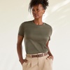 Lands’ End Women’s Supima Crew Neck T-Shirt | American-Grown Supima Cotton, Relaxed Fit, Tagless, Mid-Hip Length, Layering, Petite and Plus Sizes(Forest Moss)