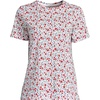 Lands’ End Women’s Supima Crew Neck T-Shirt | American-Grown Supima Cotton, Relaxed Fit, Tagless, Mid-Hip Length, Layering, Petite and Plus Sizes(Ivory Small Poppy Floral)