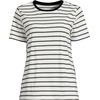 Lands’ End Women’s Supima Crew Neck T-Shirt | American-Grown Supima Cotton, Relaxed Fit, Tagless, Mid-Hip Length, Layering, Petite and Plus Sizes(Ivory/Radiant Navy Rail Stripe)