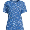 Lands’ End Women’s Supima Crew Neck T-Shirt | American-Grown Supima Cotton, Relaxed Fit, Tagless, Mid-Hip Length, Layering, Petite and Plus Sizes(Muted Cobalt Blue Floral Vine)