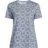 Lands’ End Women’s Supima Crew Neck T-Shirt | American-Grown Supima Cotton, Relaxed Fit, Tagless, Mid-Hip Length, Layering, Petite and Plus Sizes(Navy/Clear Blue Ditsy Floral)