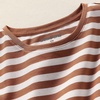 Lands’ End Women’s Supima Crew Neck T-Shirt | American-Grown Supima Cotton, Relaxed Fit, Tagless, Mid-Hip Length, Layering, Petite and Plus Sizes(Rich Ginger Even Stripe)
