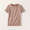 Lands’ End Women’s Supima Crew Neck T-Shirt | American-Grown Supima Cotton, Relaxed Fit, Tagless, Mid-Hip Length, Layering, Petite and Plus Sizes(Rich Ginger Even Stripe)