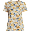 Lands’ End Women’s Supima Crew Neck T-Shirt | American-Grown Supima Cotton, Relaxed Fit, Tagless, Mid-Hip Length, Layering, Petite and Plus Sizes(Soft Citrus/Blue Flower Patch)