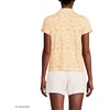 Women’s Linen Blend Short Sleeve Button Front Polo Top(Sweet Mango Palm Leaves)