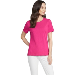 Lands’ End Women’s Supima Crew Neck T-Shirt | American-Grown Supima Cotton, Relaxed Fit, Tagless, Mid-Hip Length, Layering, Petite and Plus Sizes(Cherry Fuchsia)