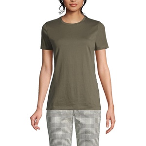 Lands’ End Women’s Supima Crew Neck T-Shirt | American-Grown Supima Cotton, Relaxed Fit, Tagless, Mid-Hip Length, Layering, Petite and Plus Sizes(Forest Moss)