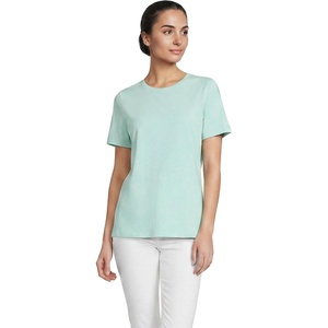 Lands’ End Women’s Supima Crew Neck T-Shirt | American-Grown Supima Cotton, Relaxed Fit, Tagless, Mid-Hip Length, Layering, Petite and Plus Sizes(Pale Sky)