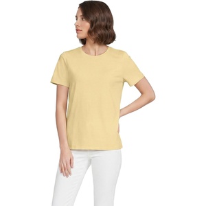 Lands’ End Women’s Supima Crew Neck T-Shirt | American-Grown Supima Cotton, Relaxed Fit, Tagless, Mid-Hip Length, Layering, Petite and Plus Sizes(Pale Sunbeam Yellow)