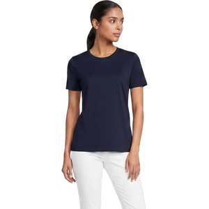Lands’ End Women’s Supima Crew Neck T-Shirt | American-Grown Supima Cotton, Relaxed Fit, Tagless, Mid-Hip Length, Layering, Petite and Plus Sizes(Radiant Navy)