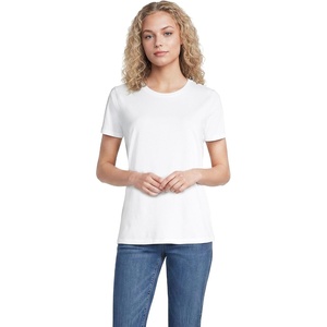 Lands’ End Women’s Supima Crew Neck T-Shirt | American-Grown Supima Cotton, Relaxed Fit, Tagless, Mid-Hip Length, Layering, Petite and Plus Sizes(White)