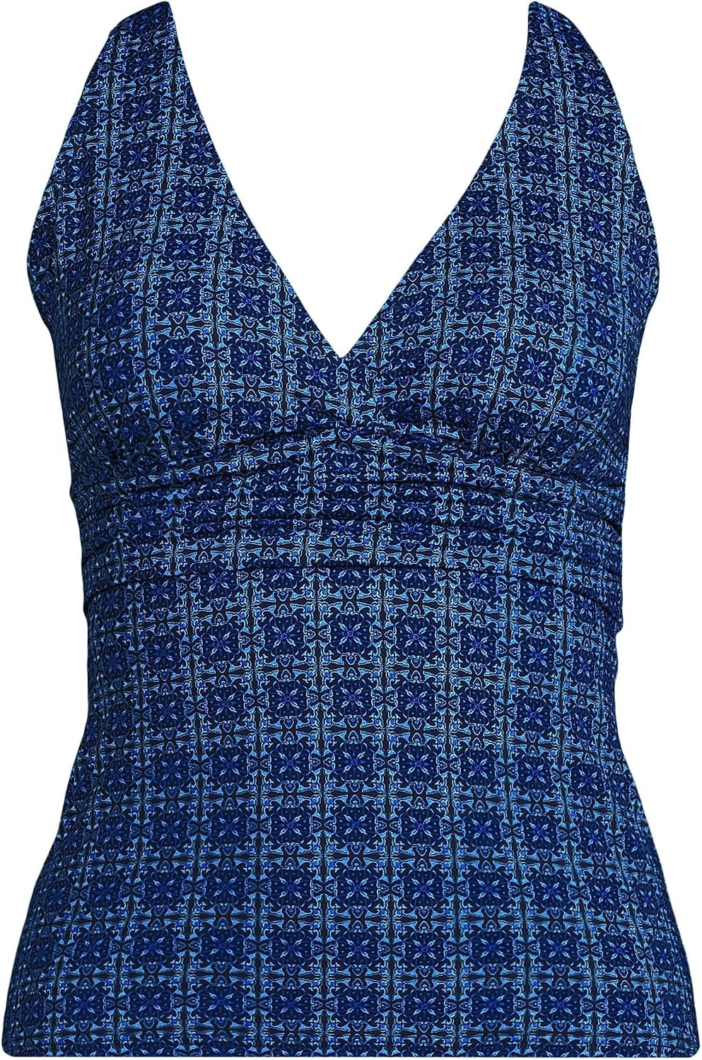 image:imageLands End Womens DCup Plunge Tankini TopNavy Mosaic Mini Tile