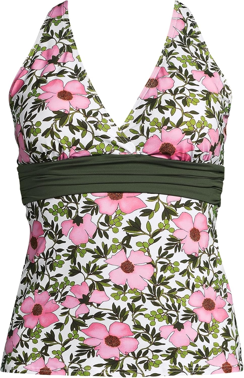 image:imageLands End Womens DCup Plunge Tankini TopPink FloralBorder Mix