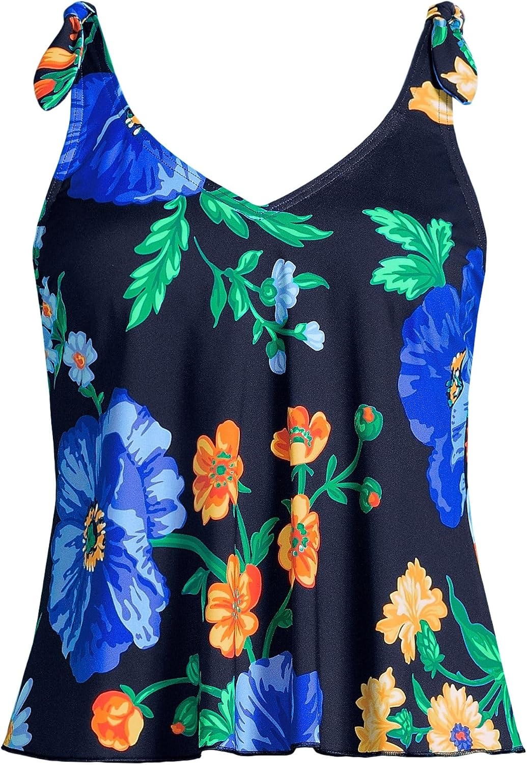 image:imageLands End Womens Flutter Tie Tankini TopNavyExploded Poppy Floral