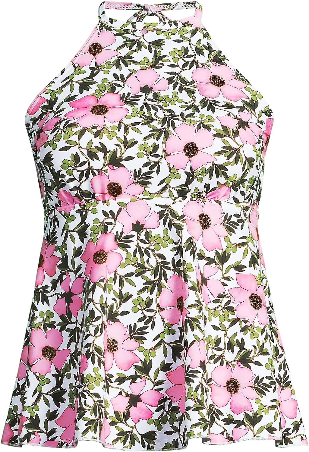image:imageLands End Womens Halter Tankini TopFloral BlossomWhitePink