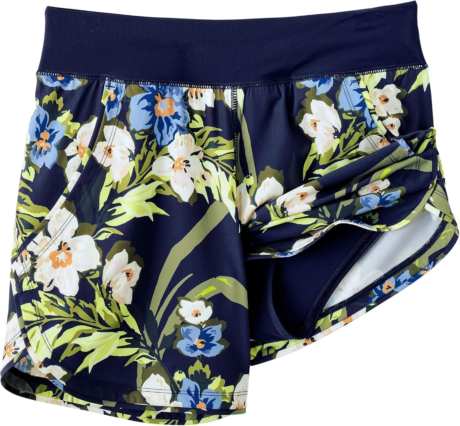 image:imageLands End Womens Sunshade UPF 50 5 Board ShortsDeep SeaBlue Floral Tropic