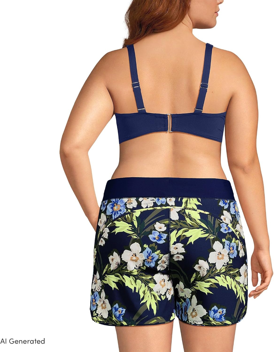 image:imageLands End Womens Sunshade UPF 50 5 Board ShortsDeep SeaBlue Floral Tropic