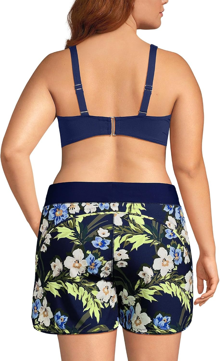 image:imageLands End Womens Sunshade UPF 50 5 Board ShortsDeep SeaBlue Floral Tropic