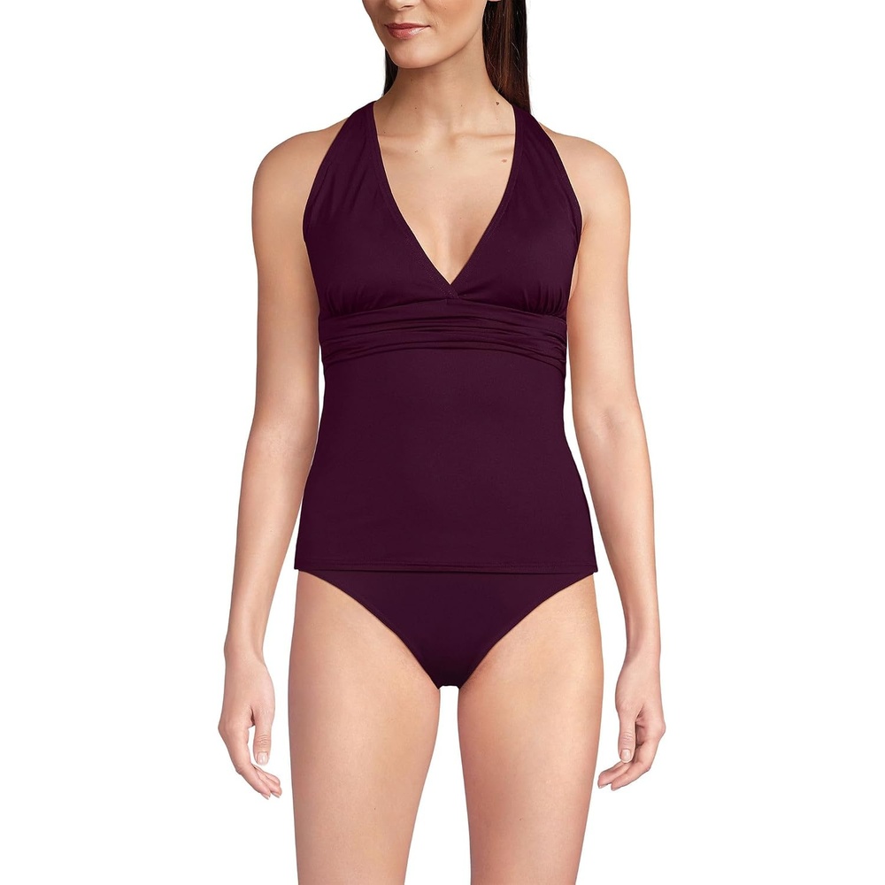 image:imageLands End Womens DCup Plunge Tankini TopDark Wine