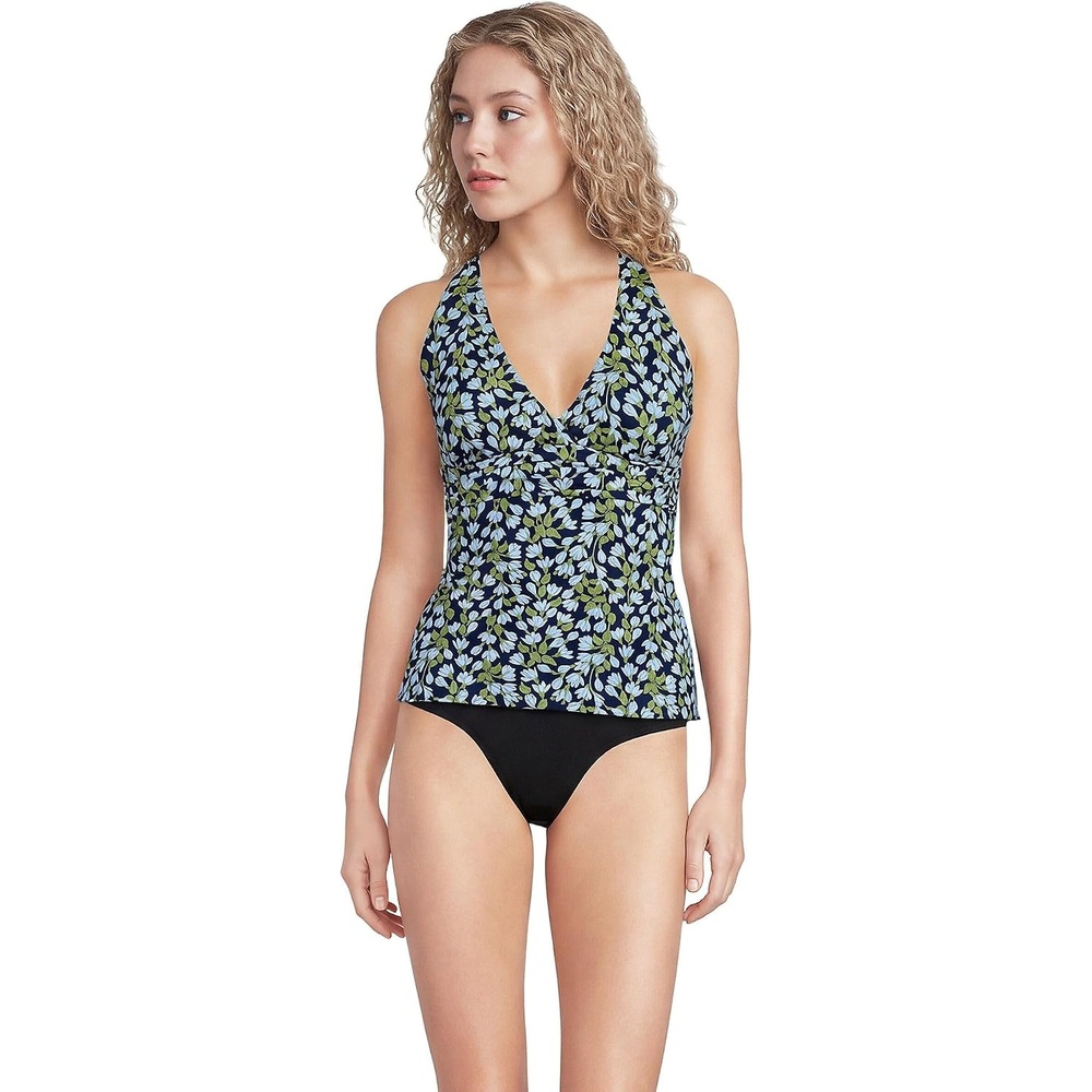 image:imageLands End Womens DCup Plunge Tankini TopNavy Mini Bloom Floral
