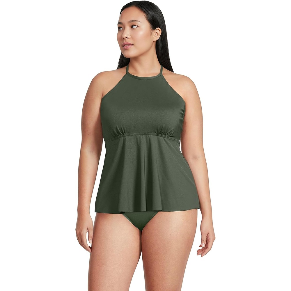 image:imageLands End Womens Halter Tankini TopRich Olive Green