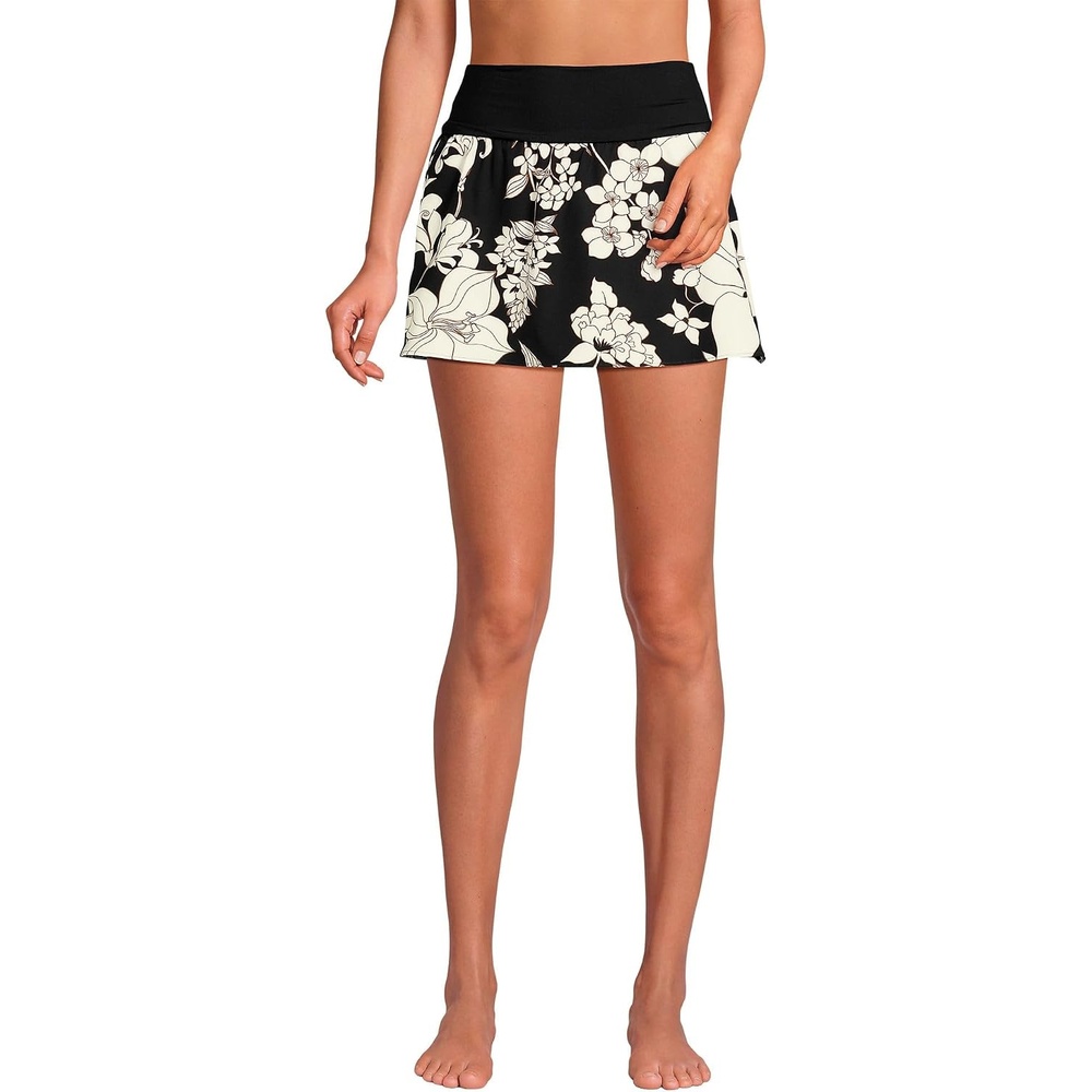 image:imageLands End Womens Mini Swim SkortBlackEgret Lilies