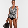 Lands’ End Women’s D-Cup Plunge Tankini Top(Black/White Vine Floral)