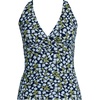 Lands’ End Women’s D-Cup Plunge Tankini Top(Navy Mini Bloom Floral)