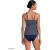Lands’ End Women’s D-Cup Plunge Tankini Top(Navy/Egret White Stripe)
