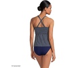 Lands’ End Women’s D-Cup Plunge Tankini Top(Navy/Egret White Stripe)