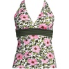 Lands’ End Women’s D-Cup Plunge Tankini Top(Pink Floral/Border Mix)