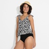 Lands’ End Women’s Flutter Tie Tankini Top(Black/White Vine Floral)