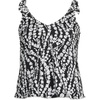 Lands’ End Women’s Flutter Tie Tankini Top(Black/White Vine Floral)