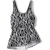 Lands’ End Women’s Mini Swim Dress(Black/White Vine Floral)