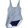 Lands’ End Women’s Mini Swim Dress(Lake Blue Geo Floral)