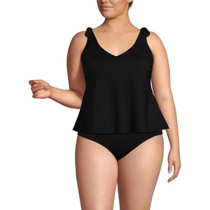 Lands’ End Women’s Flutter Tie Tankini Top(Black)