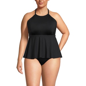 Lands’ End Women’s Halter Tankini Top(Black)