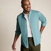 Lands’ End Men’s Wrinkle Resistant Dress Shirt | Stretch Twill, Buttondown Collar, Moisture-Wicking, Business Casual, Travel, Big and Tall Sizes(Tourmaline Gingham)