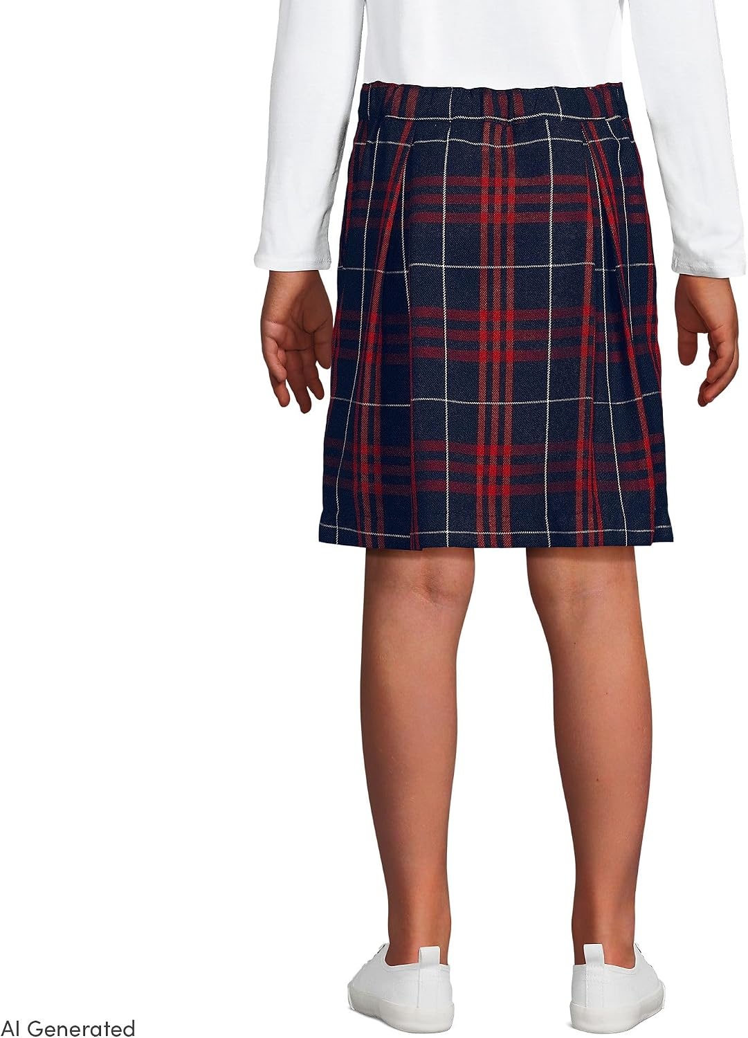 image:imageSchool Uniform Girls Plaid Skort Top of KneeClassic Navy Large Plaid
