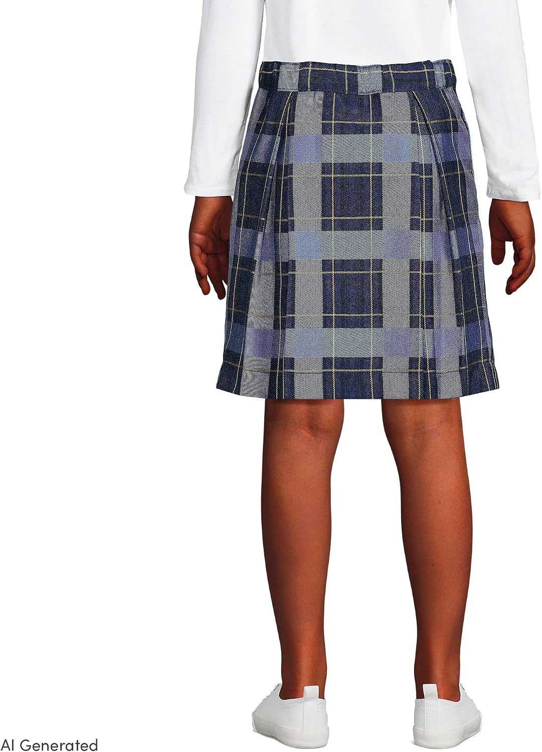 image:imageSchool Uniform Girls Plaid Skort Top of KneeClassic Navy Plaid
