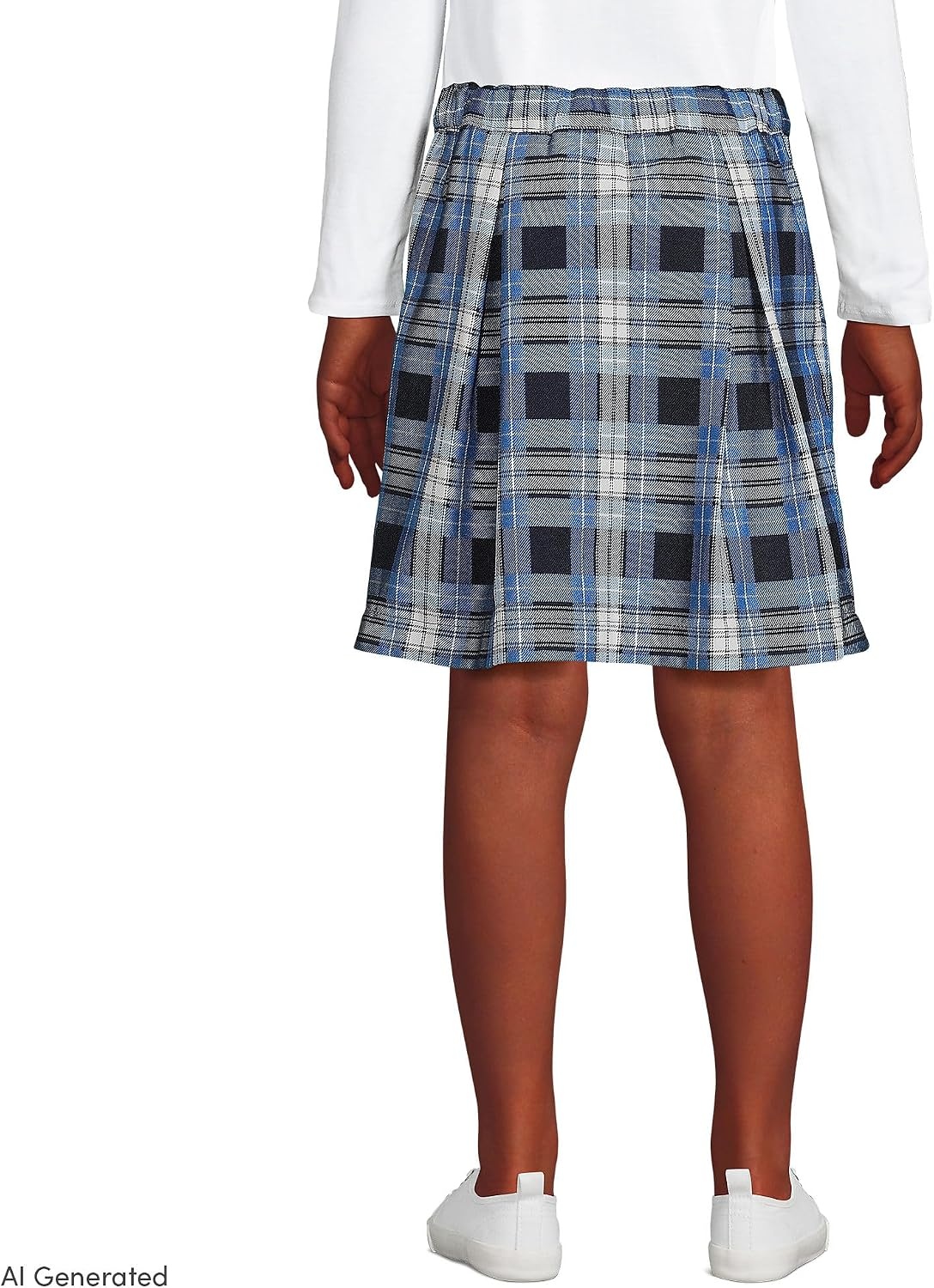 image:imageSchool Uniform Girls Plaid Skort Top of KneeClear Blue Plaid